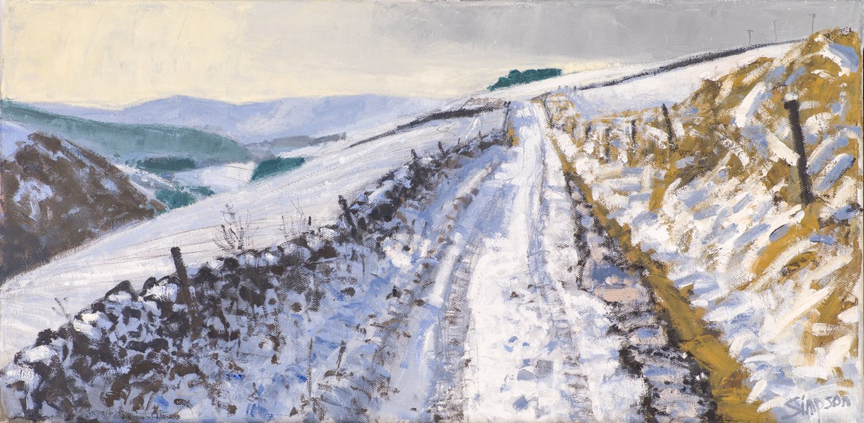 Track to Clovenfords, 2017 (olio su tela) da Charles Simpson