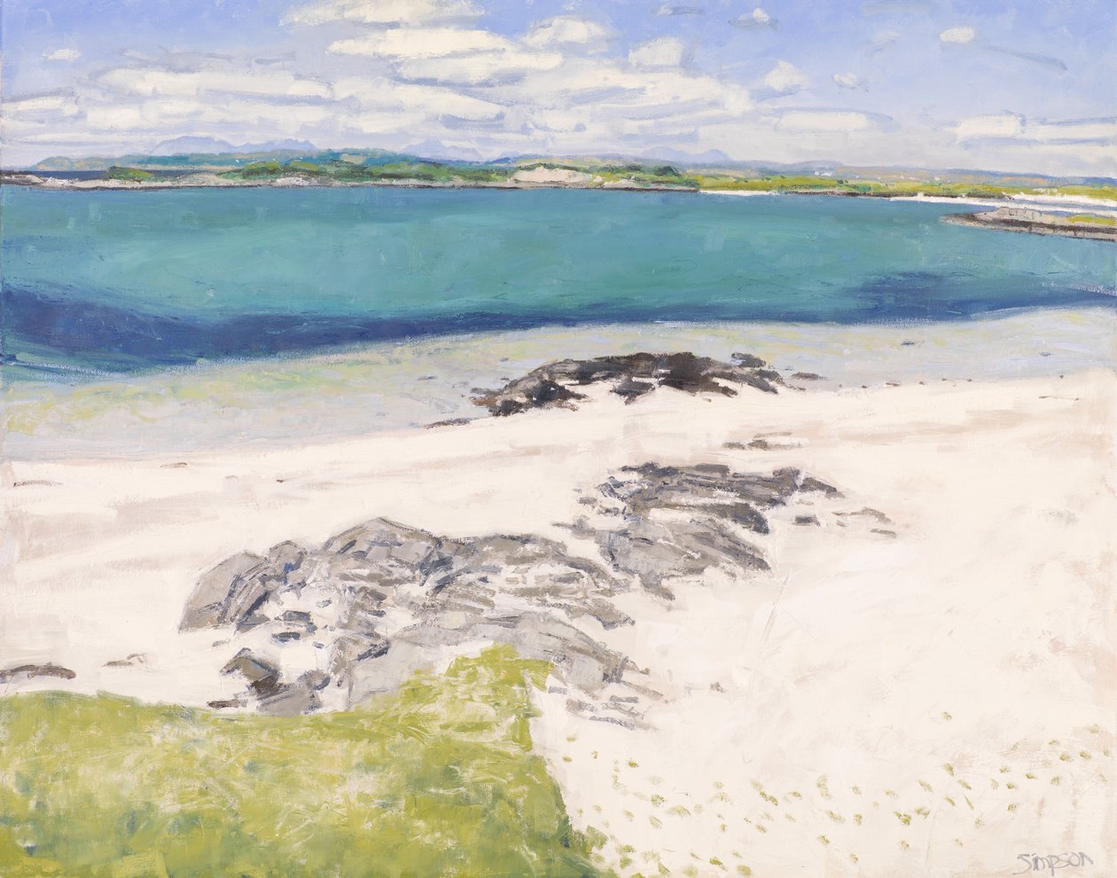 Traigh Morning, 2016 (olio su tela) da Charles Simpson