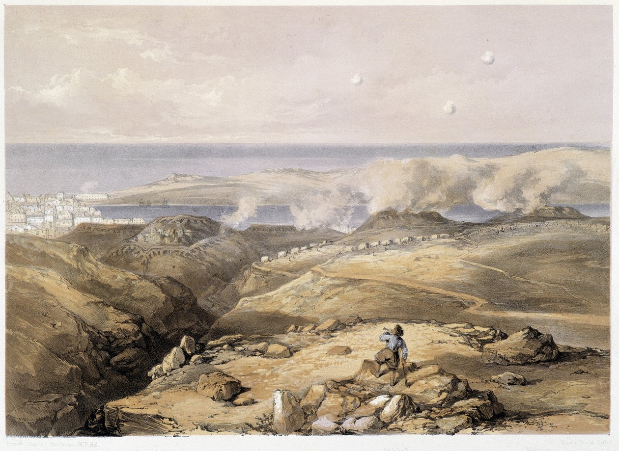 Batterie russe in "Sebastopoli" di CH. Hardinge. Litografia di Vincent Brooks, Londra 1855 Henry Graves da Charles Stewart Hardinge