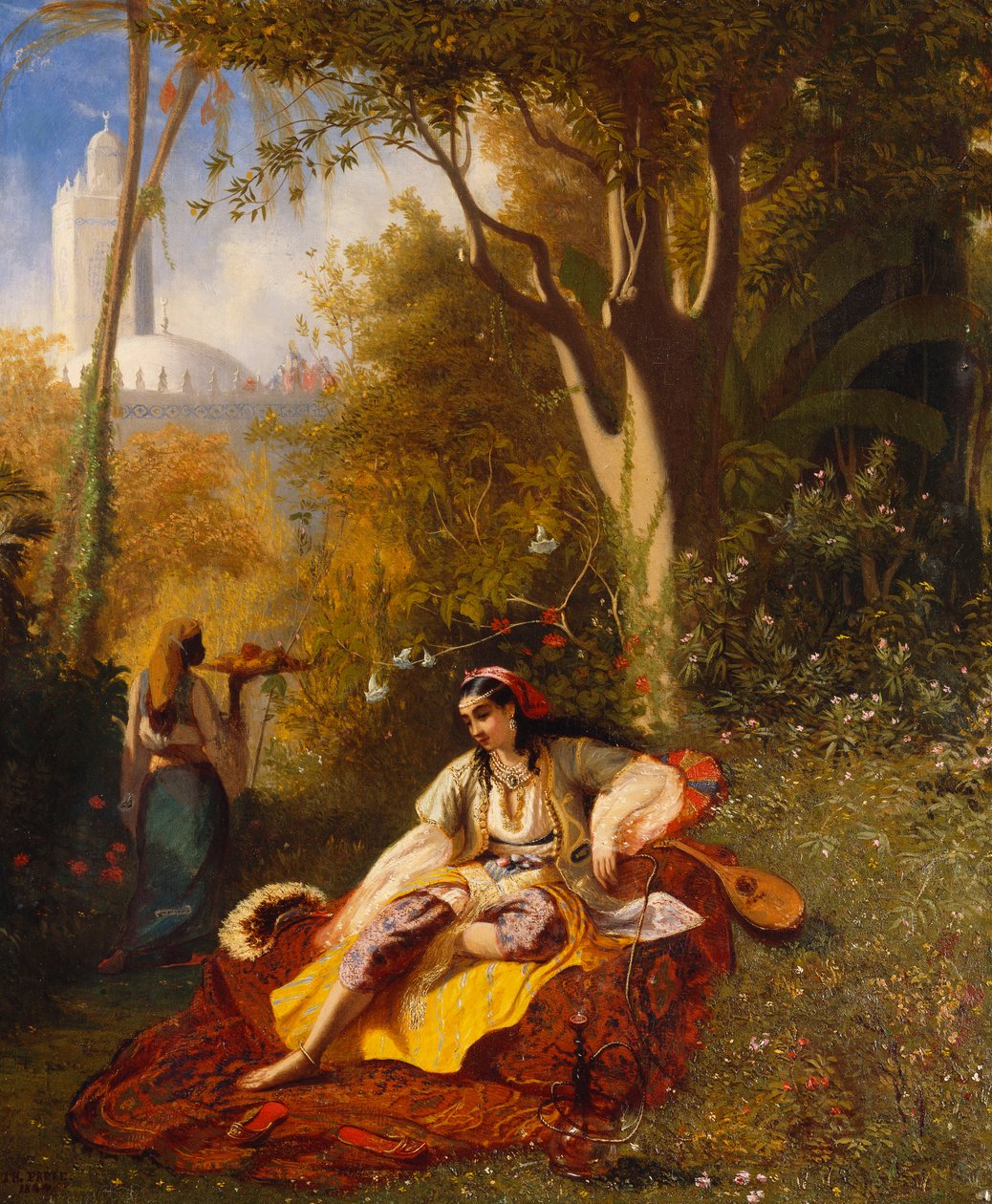 Una donna algerina e la sua serva in un giardino, 1844 da Charles Theodore Frere