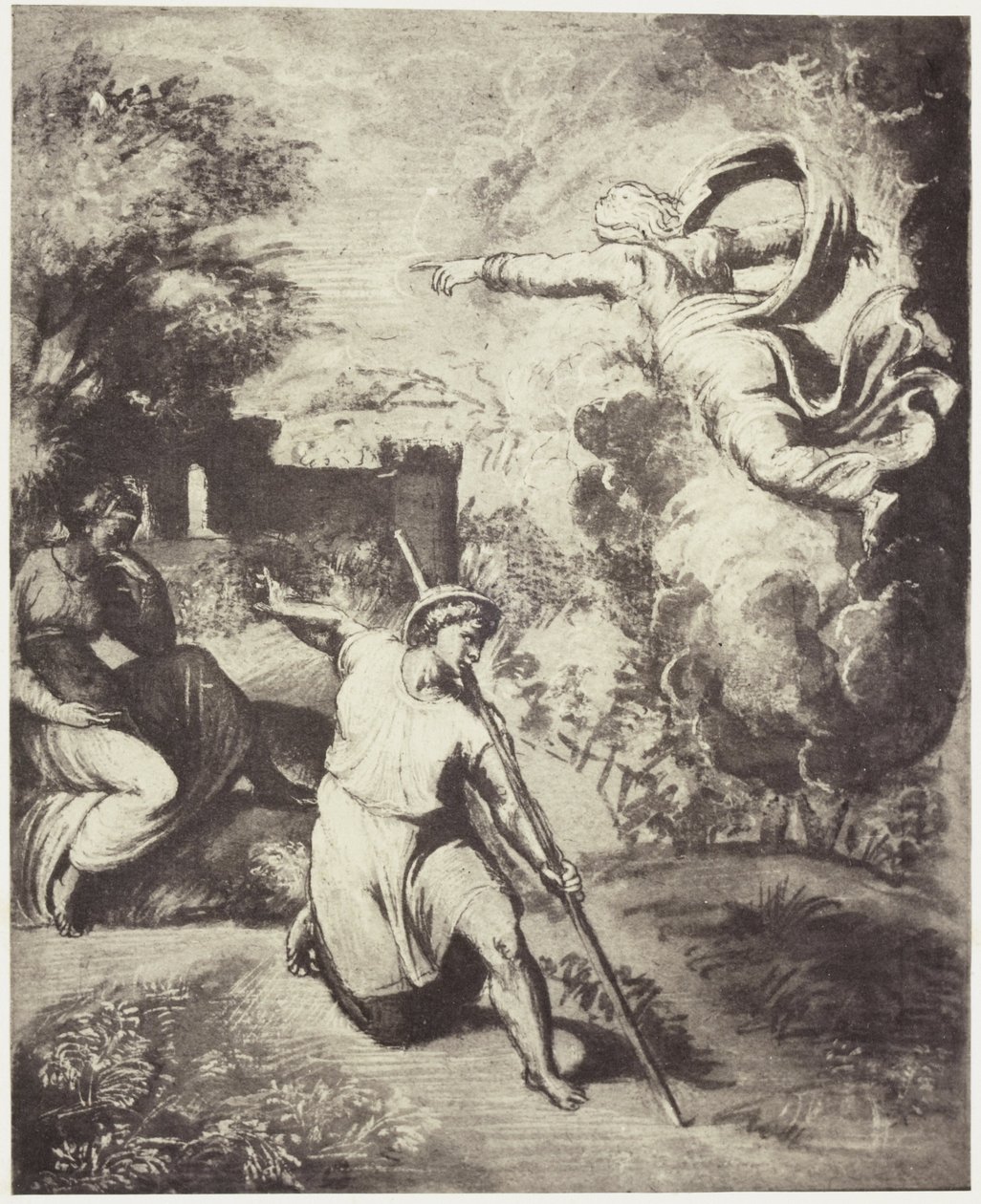 Fotoreproduzione di un disegno di Raffaello, cacciata di Adamo ed Eva dal paradiso da Charles Thurston Thompson