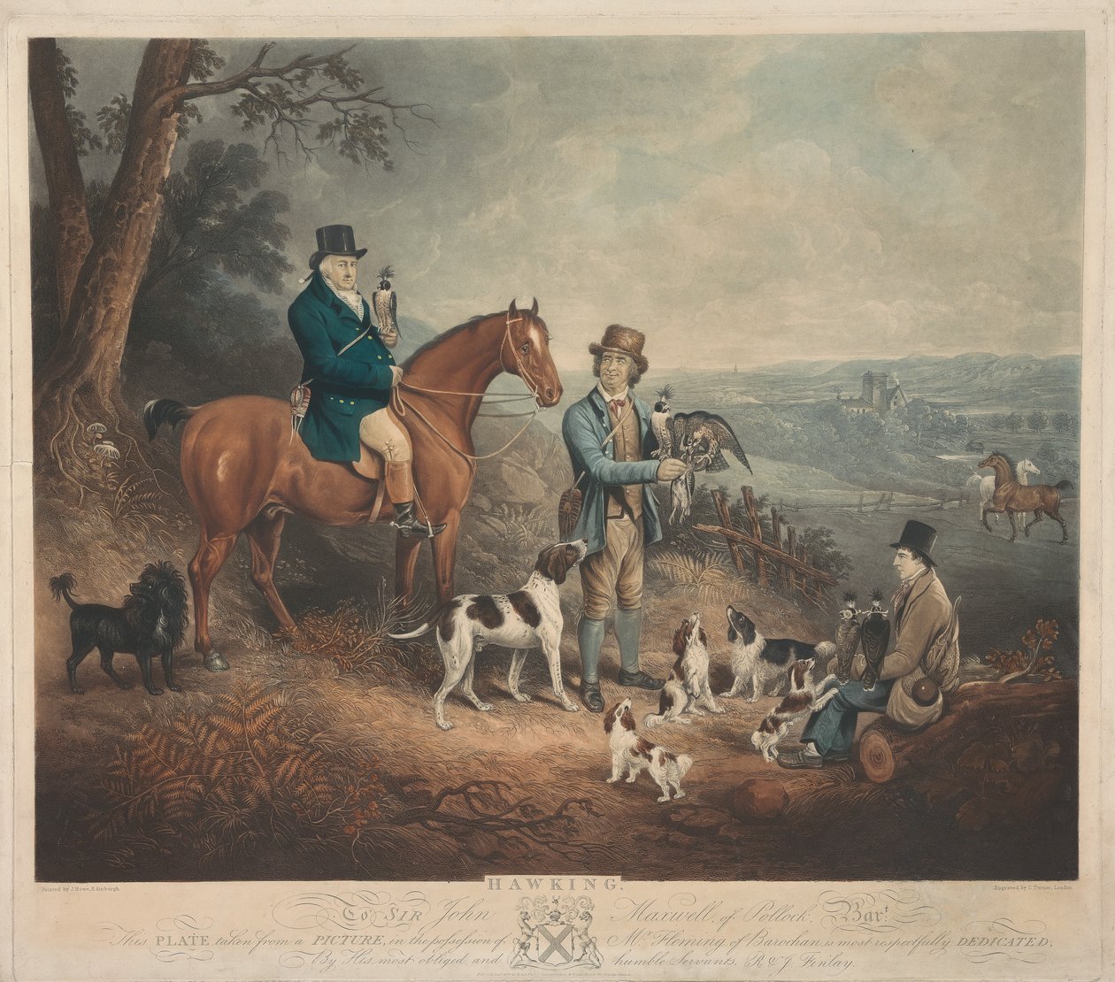Malcolm Fleming di Barochan 1745-1811. Caccia con il falco... da Charles Turner