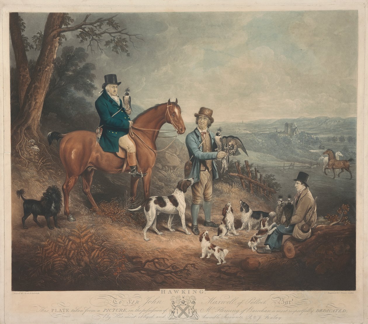 Malcolm Fleming di Barochan 1745-1811. Caccia con il falco... da Charles Turner