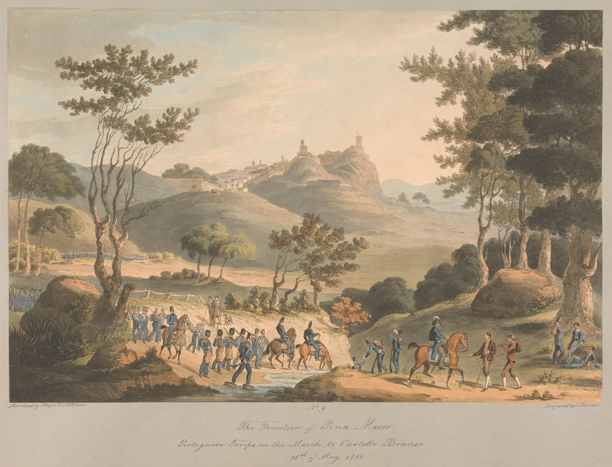 N. 9 La frontiera di Pina Macor. Truppe portoghesi in marcia verso Costello Branco, 18 maggio 1811 da Charles Turner