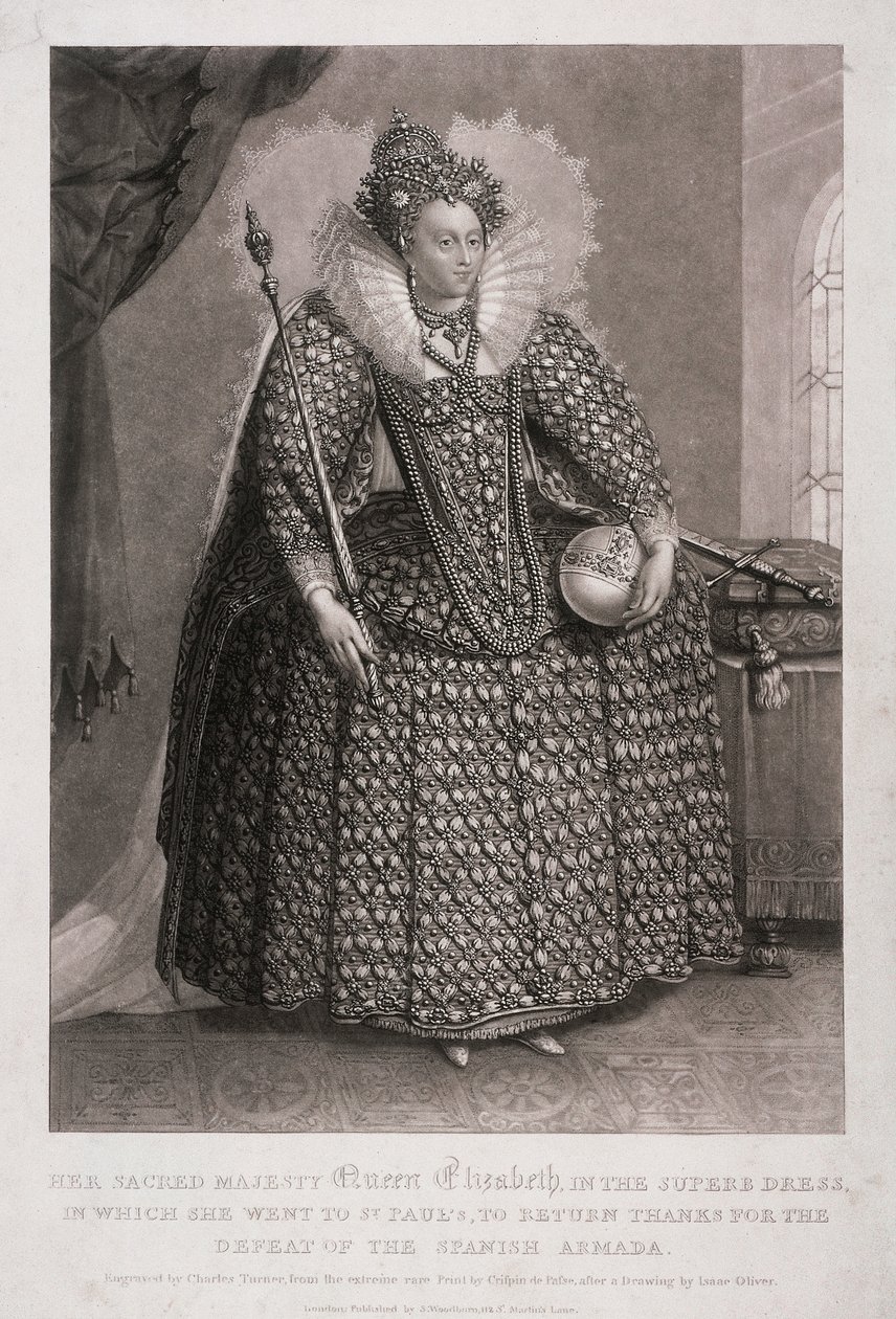 La regina Elisabetta I con scettro e globo da Charles Turner