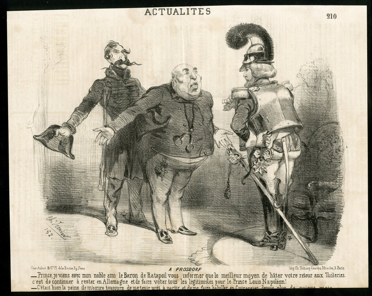 Illustrazione di Charles Vernier in Le Charivari - A proposito di - Germania Prussia, Presidente della Repubblica, Frosdorf - Ratapoil da Charles Vernier