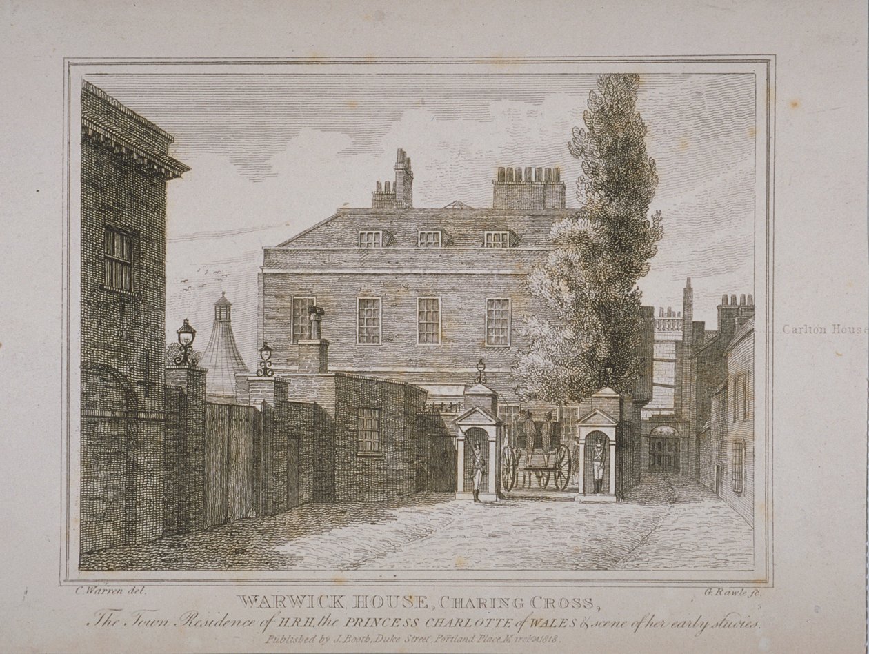 Veduta di Warwick House, incisa da Samuel Rawle (1771-1860) e pubblicata da John Booth (1794-1855) 1818 da Charles Warren