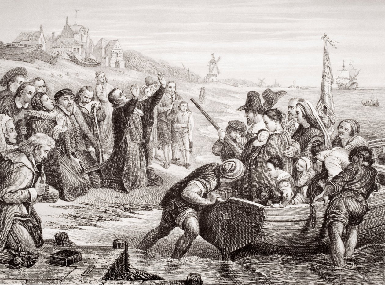 Partenza dei Padri Pellegrini da Delft Haven nel luglio 1620, da 