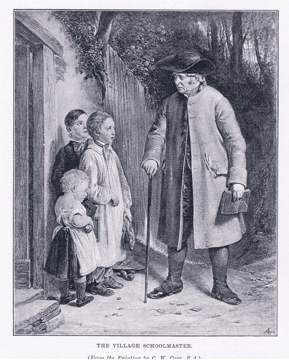 Il maestro di scuola del villaggio, da The Magazine of Art 1893, Cassell and Company da Charles West Cope