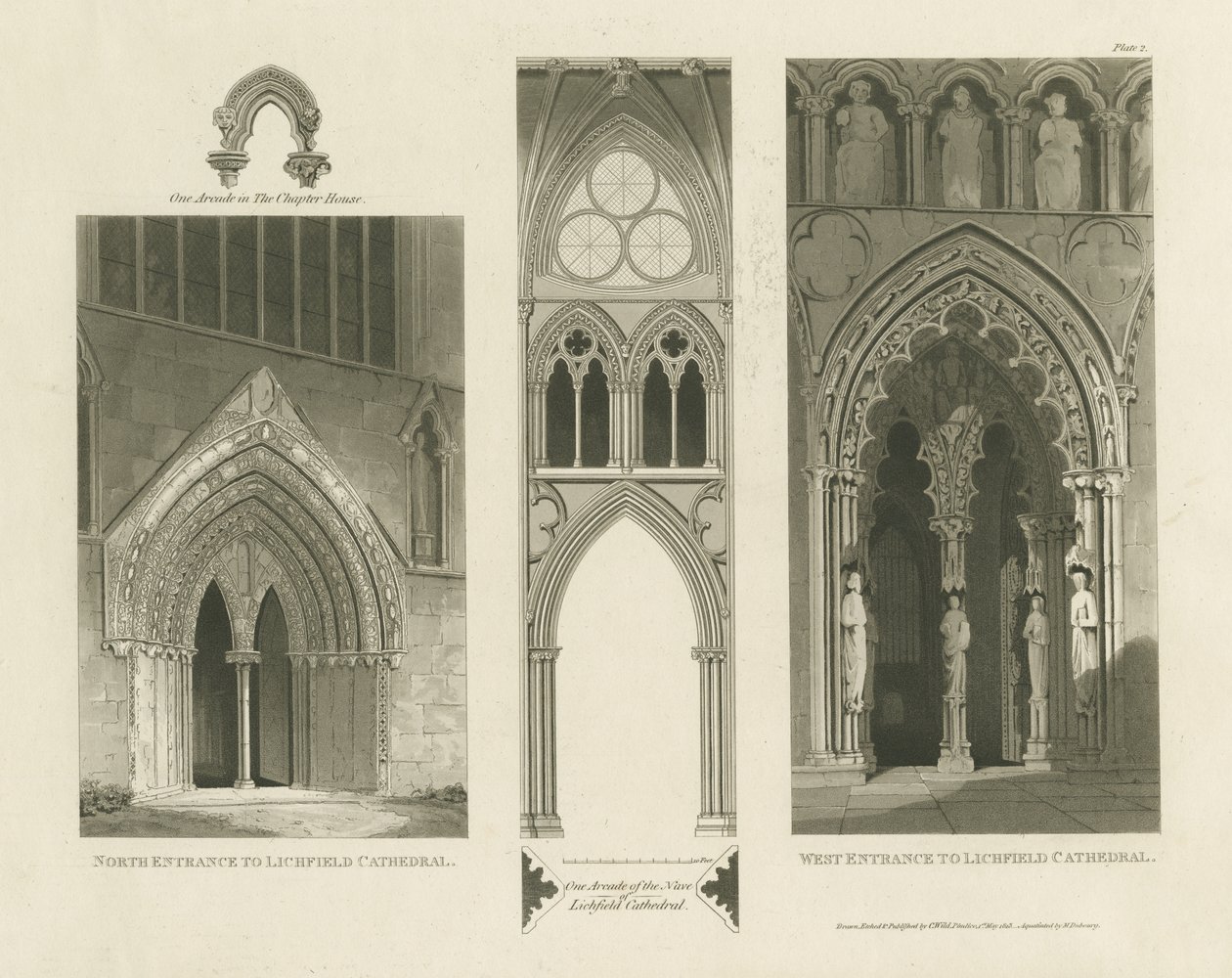 Cattedrale di Lichfield - Ingresso Ovest, Ingresso Nord e Navata da Charles Wild