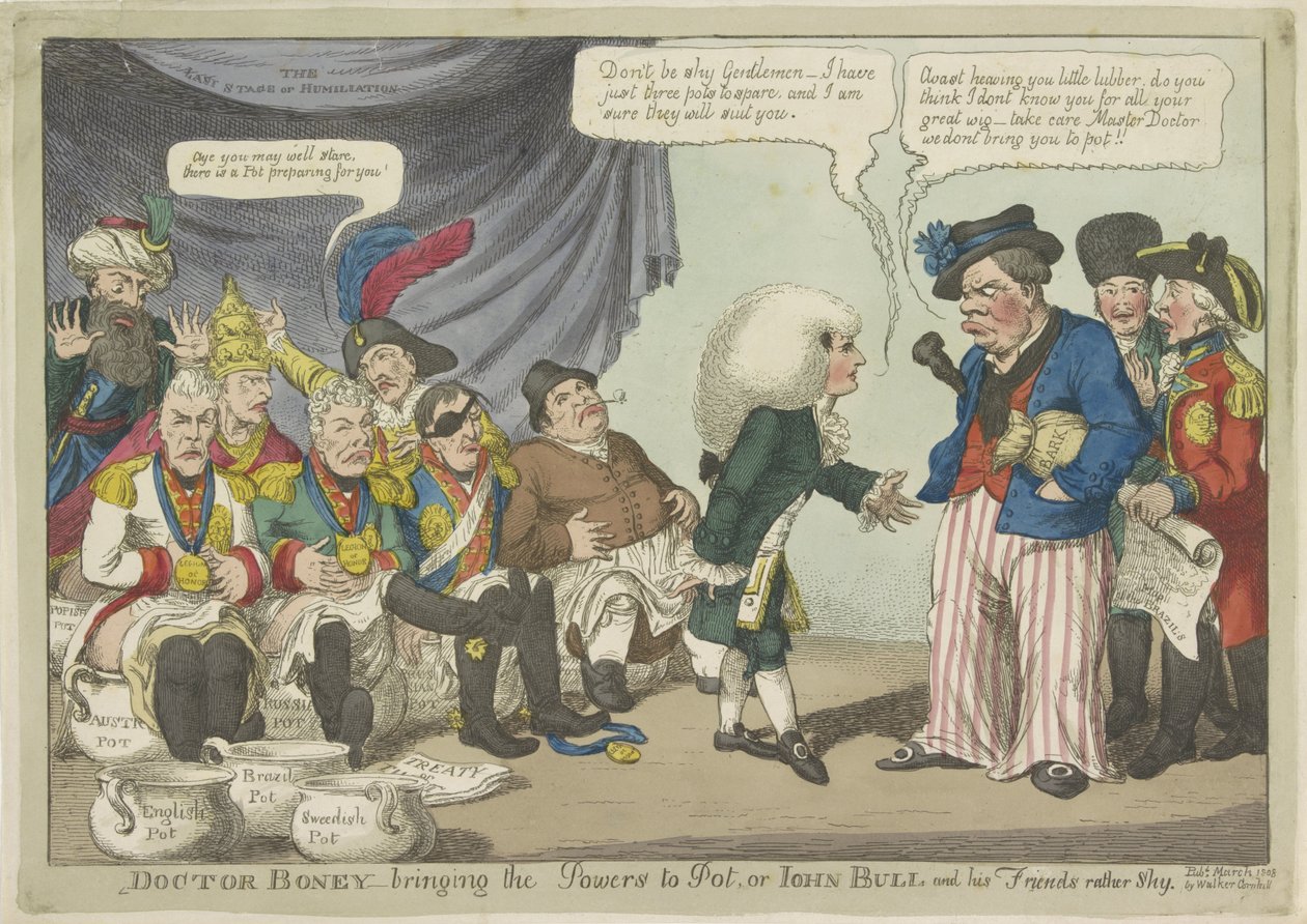 Dottor Napoleone mette i sovrani europei sul vaso, 1808 da Charles Williams