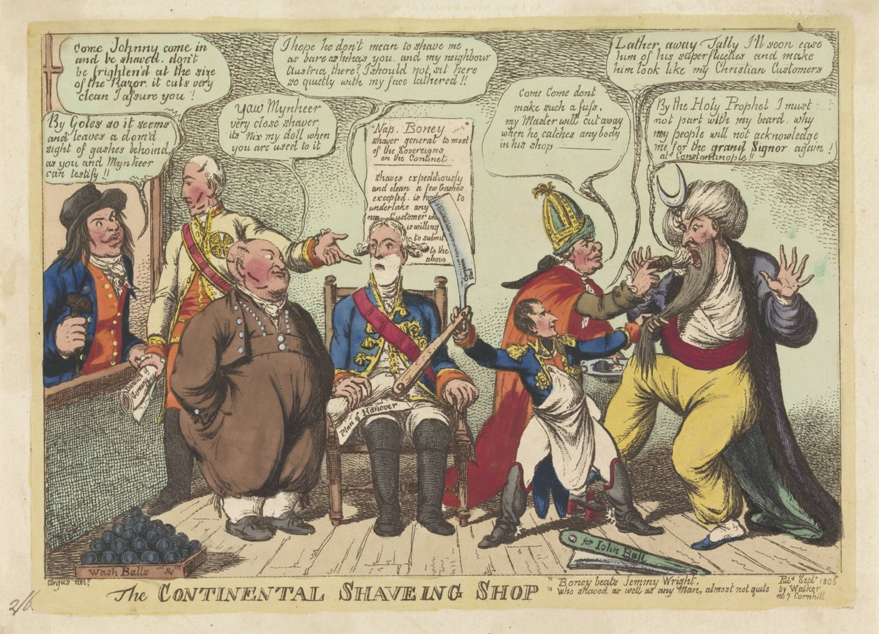 Napoleone come barbiere per le potenze europee, 1806 da Charles Williams