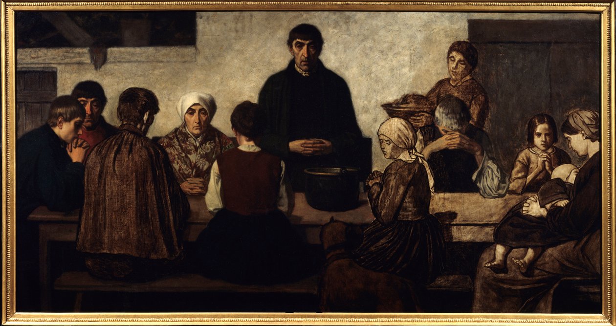 Benedicite, famiglia che prega a tavola da Charles de  Groux