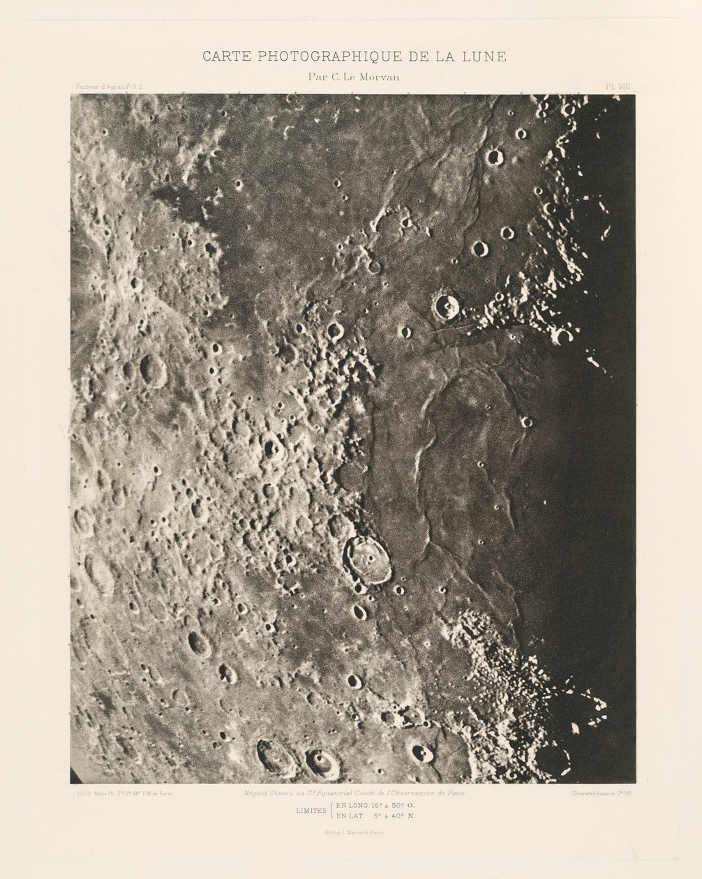 Carta fotografica della Luna, lastra VIII, 15 marzo da Charles le Morvan