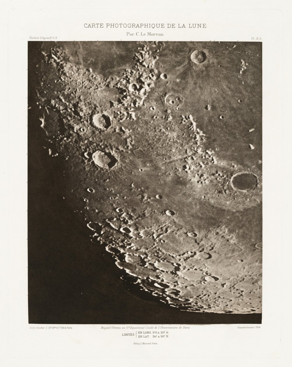 Carte photographique de la lune, planche X.A (Carta fotografica della Luna, lastra X.A),7 ottobre da Charles le Morvan