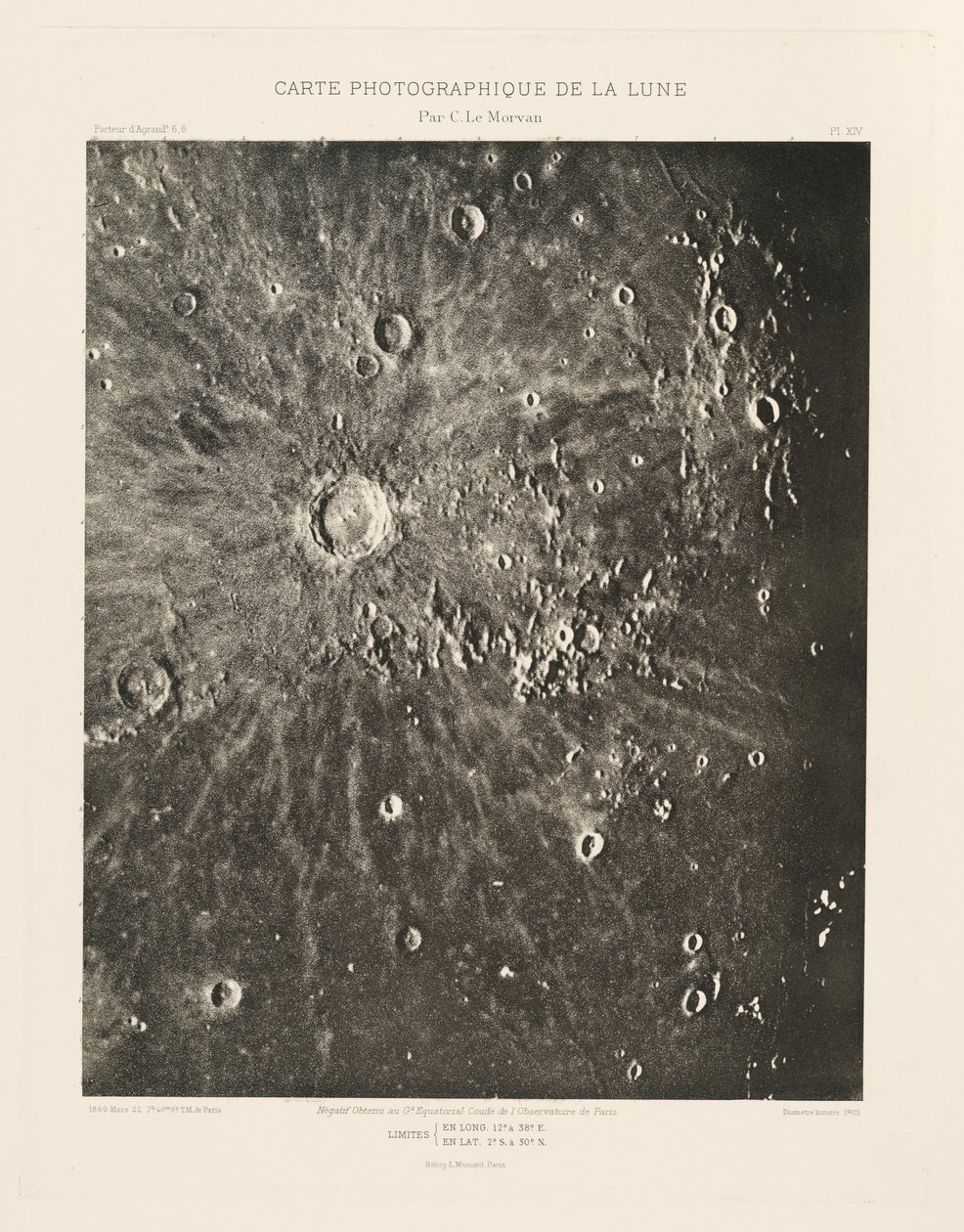 Carta fotografica della Luna, lastra XIV, 22 marzo da Charles le Morvan
