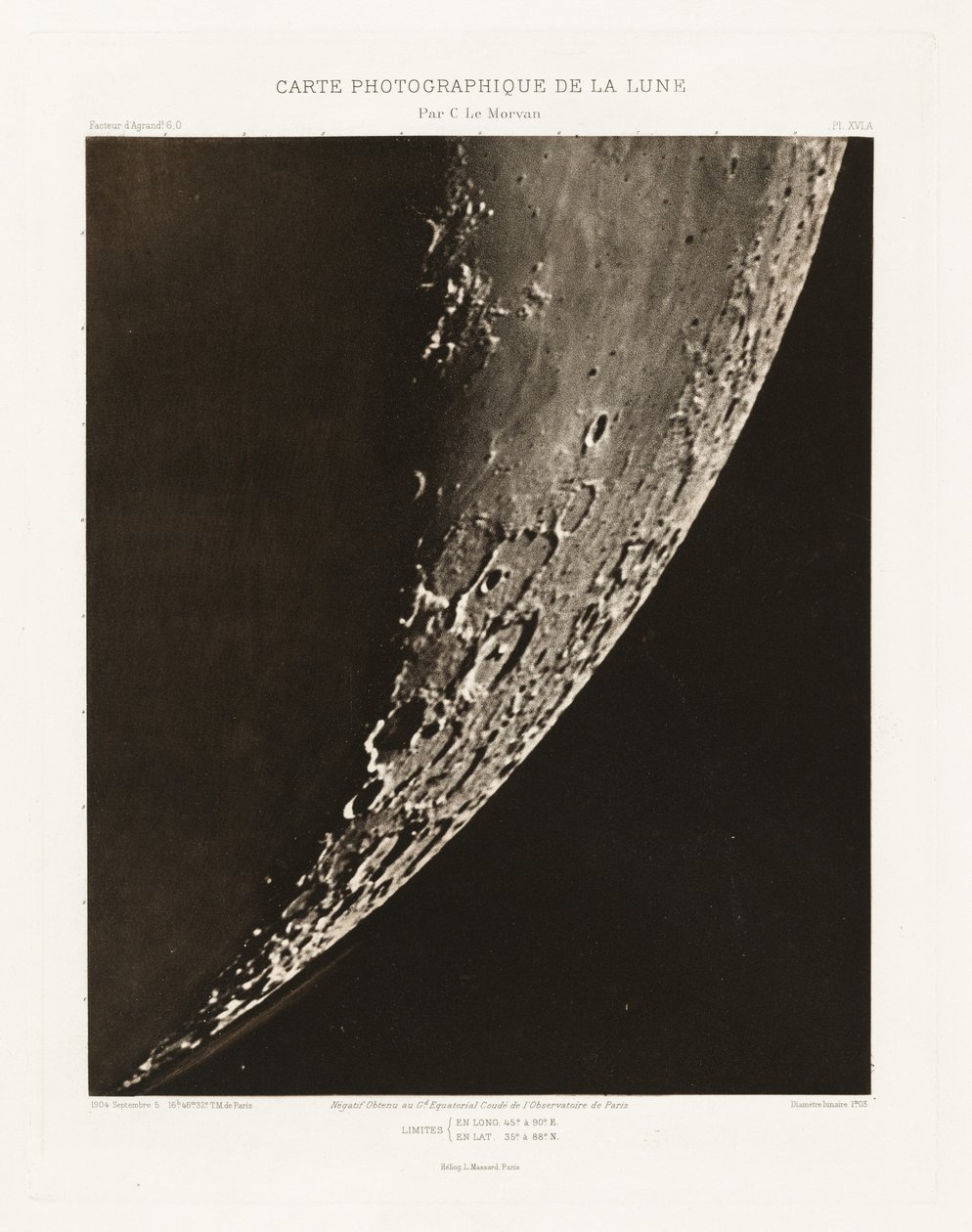 Carte photographique de la lune, planche XVI.A (Carta fotografica della Luna, lastra XVI.A),5 settembre da Charles le Morvan