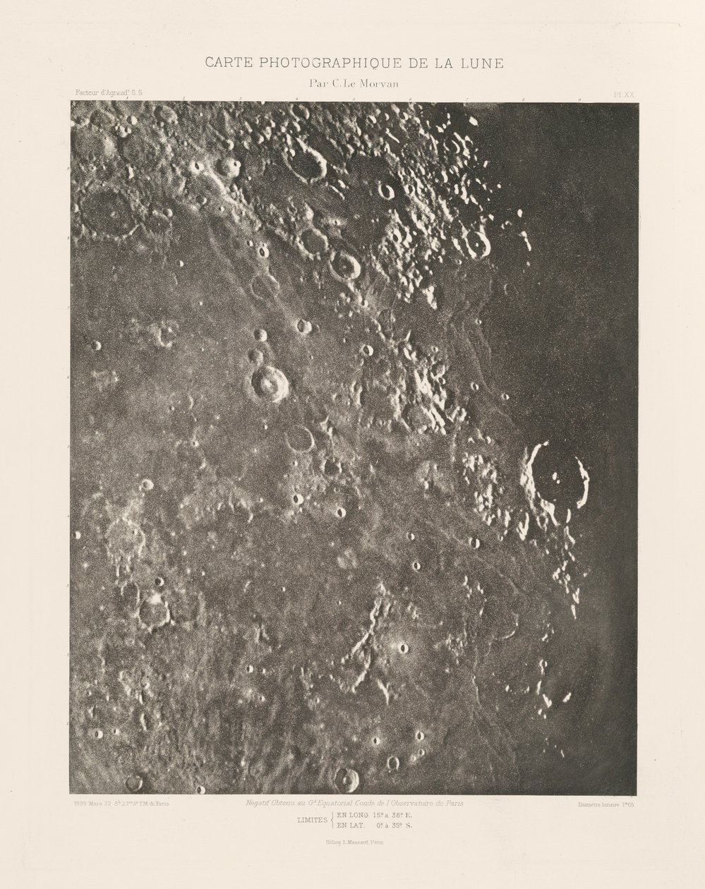Carta fotografica della Luna, lastra XX, 22 marzo da Charles le Morvan