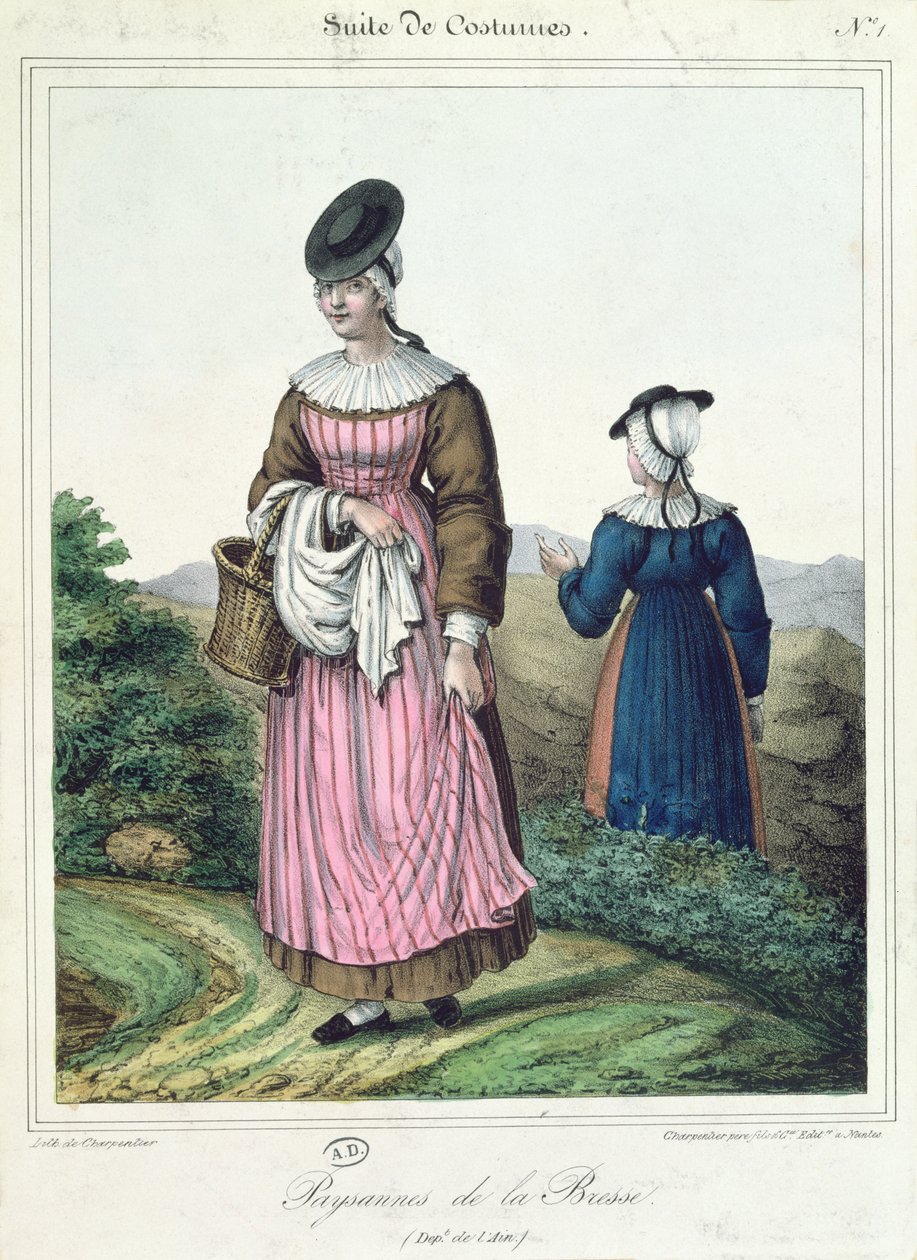 Costumi contadini della zona di Bresse, 1845 da Charpentier