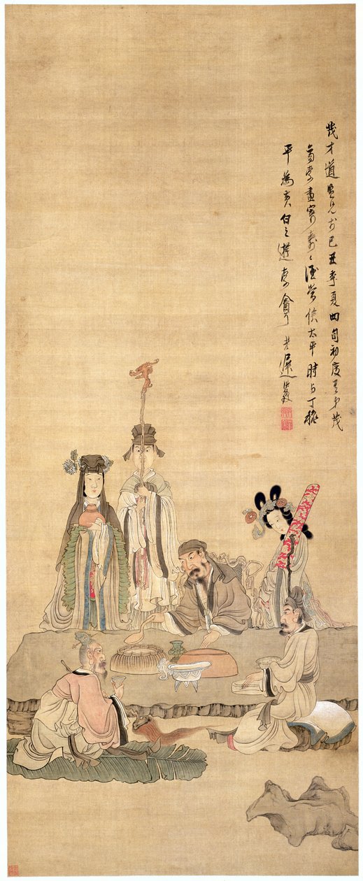 Immortali che celebrano un compleanno da Chen Hongshou