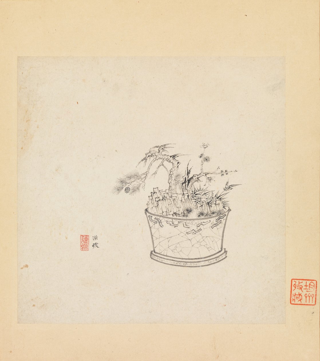 Studi vari, una foglia datata 1619 da Chen Hongshou