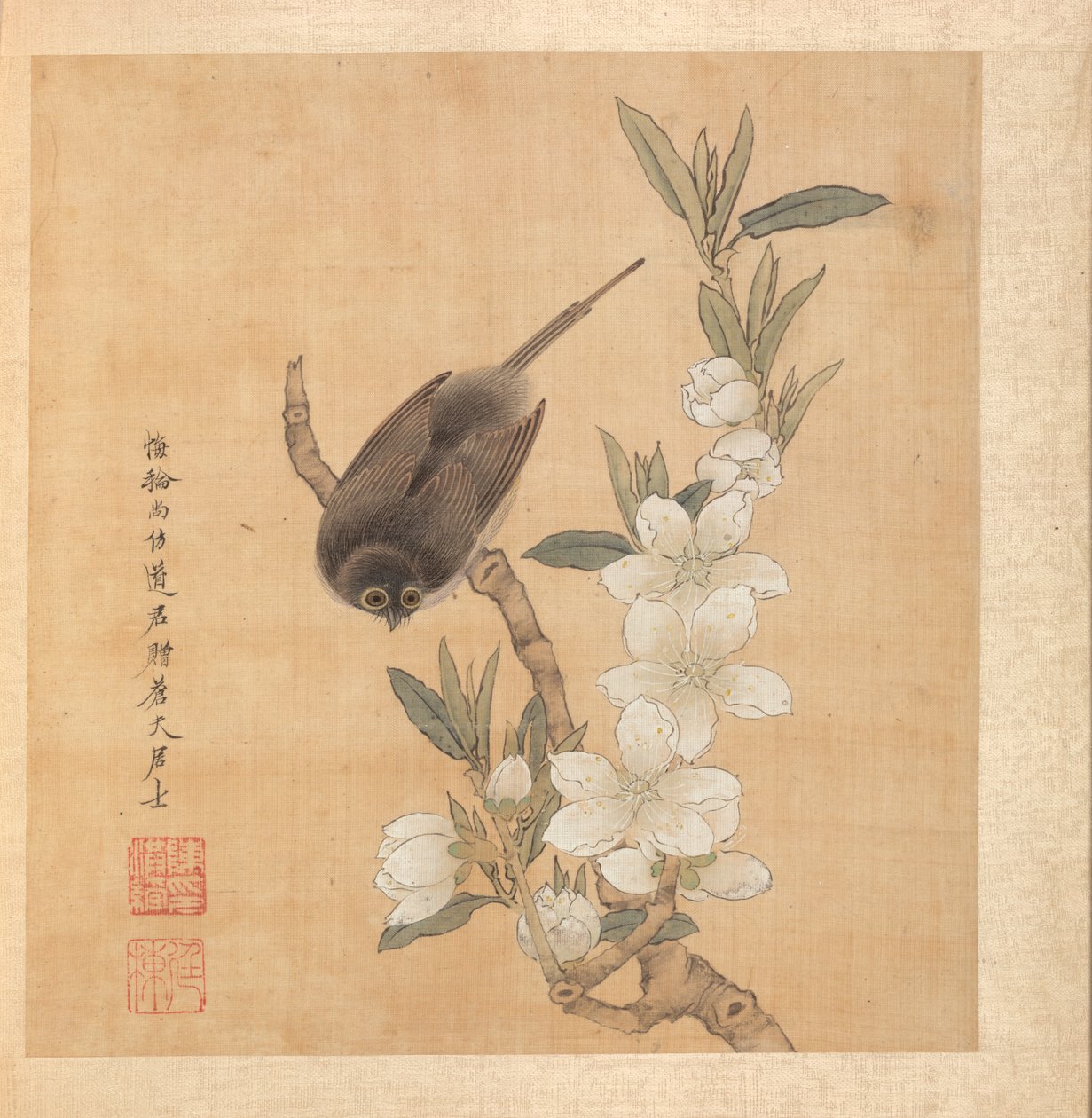 Dipinti dopo Maestri Antichi: Un Uccello e un Ramo di Fiori di Pesco da Chen Hongshou