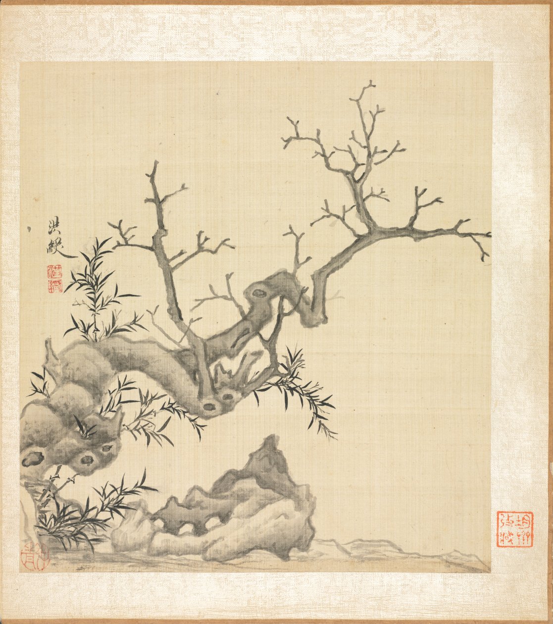 Dipinti dopo antichi maestri: Roccia, vecchio albero e bambù da Chen Hongshou