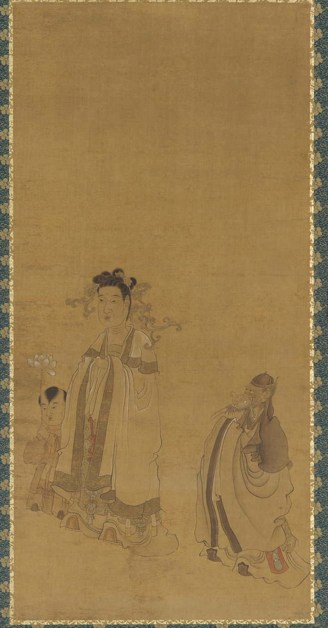 Il re drago che venera il Buddha, dinastia Ming da Chen Hongshou