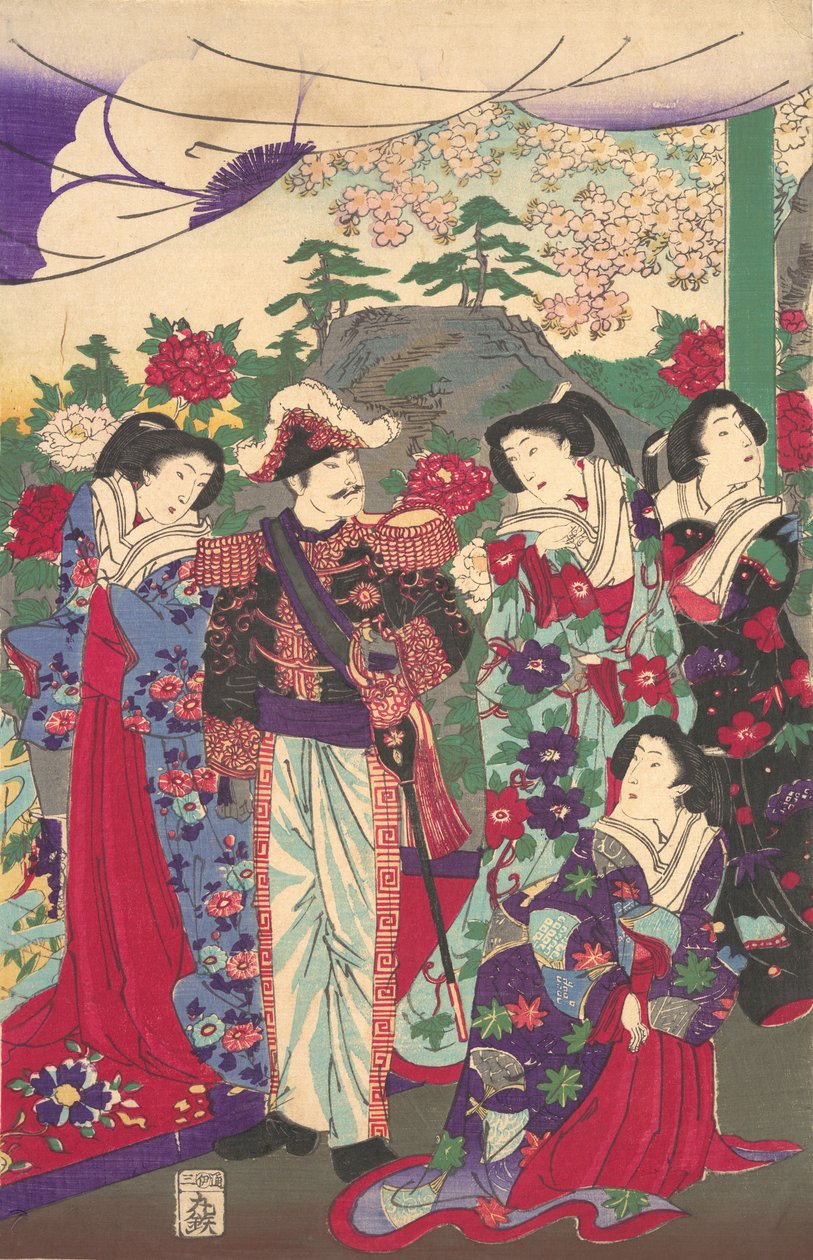 Imperatore tra le dame di corte da Chikanobu Yoshu