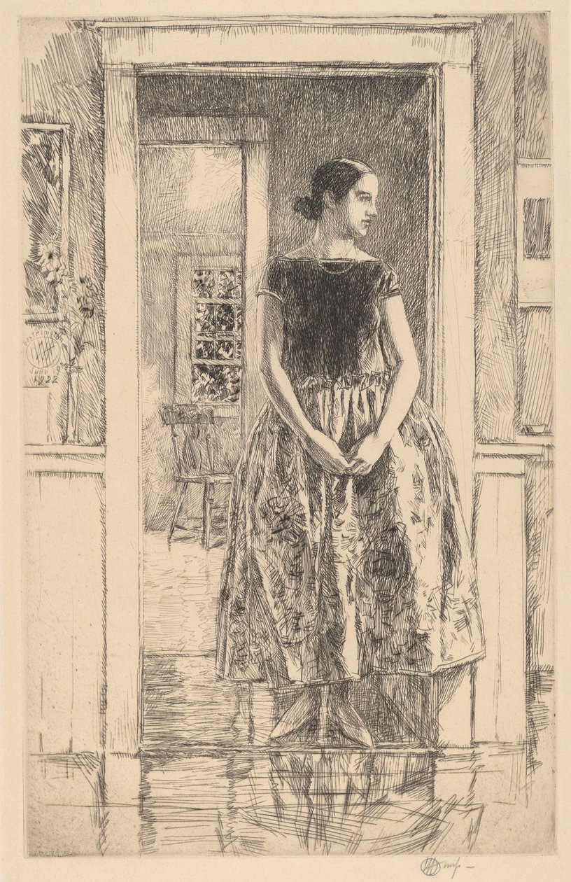 Ragazza in abito moderno da Childe Hassam