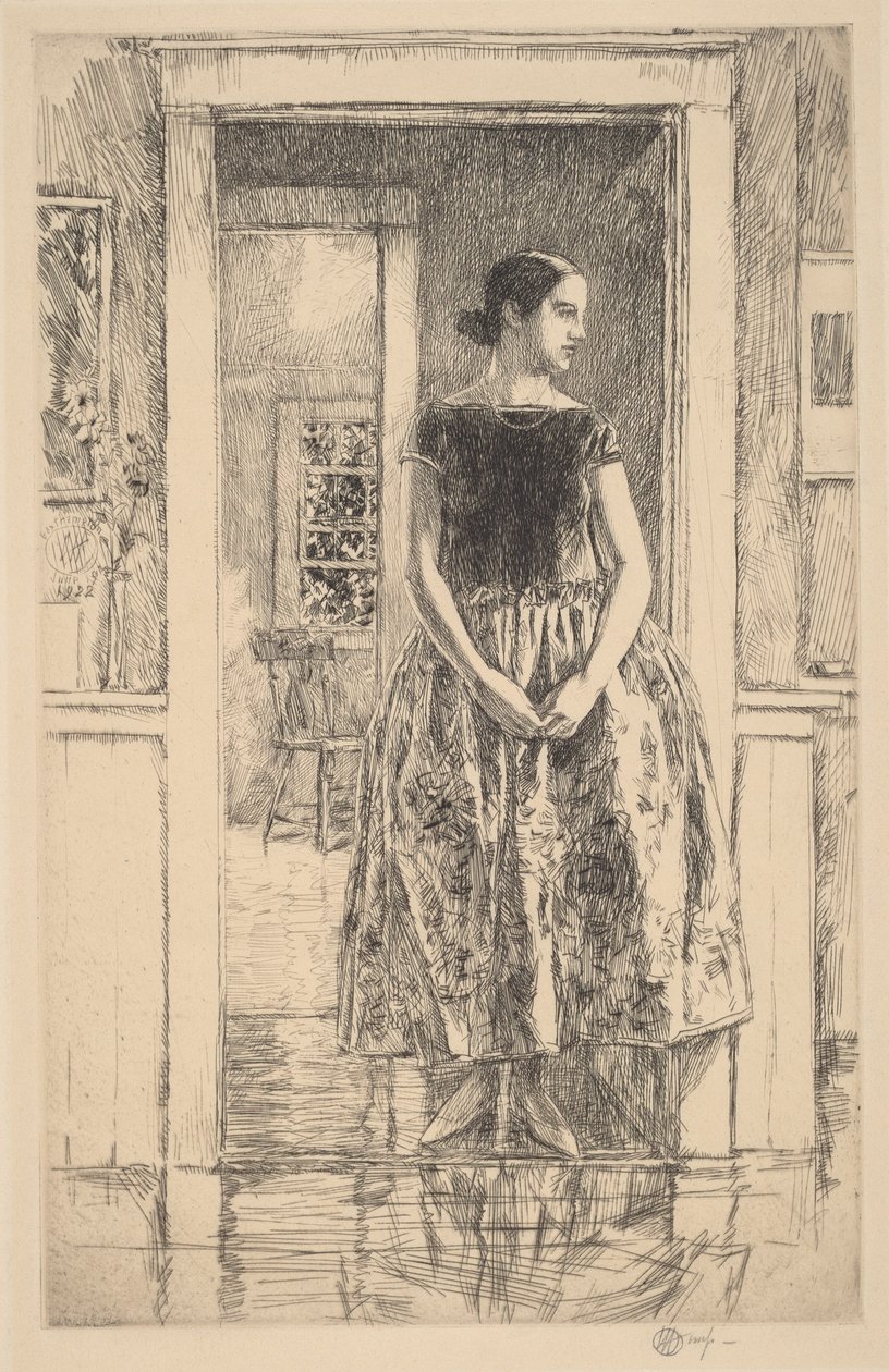 Ragazza con un abito moderno da Childe Hassam