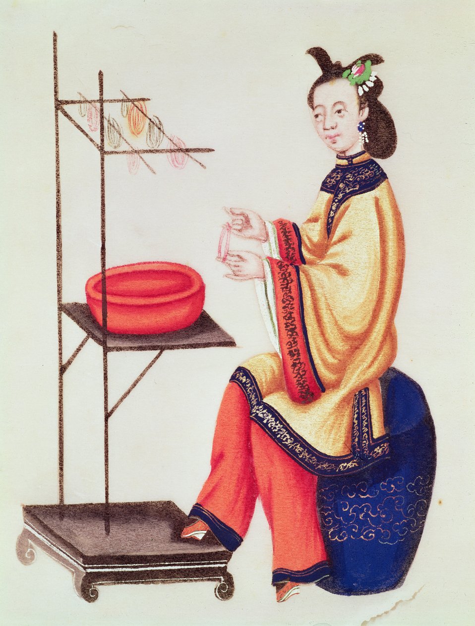 Donna cinese che fa un rocchetto, Periodo Qianlong da Chinese School