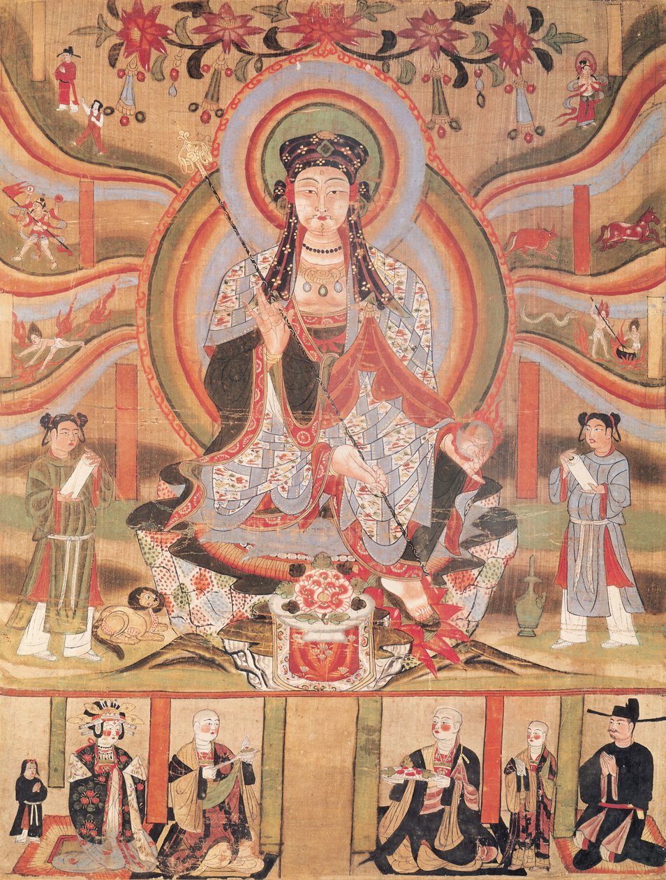 Stendardo buddista raffigurante Dizang e le Sei Vie della Rinascita, da Dunhuang (dipinto su seta) da Chinese School