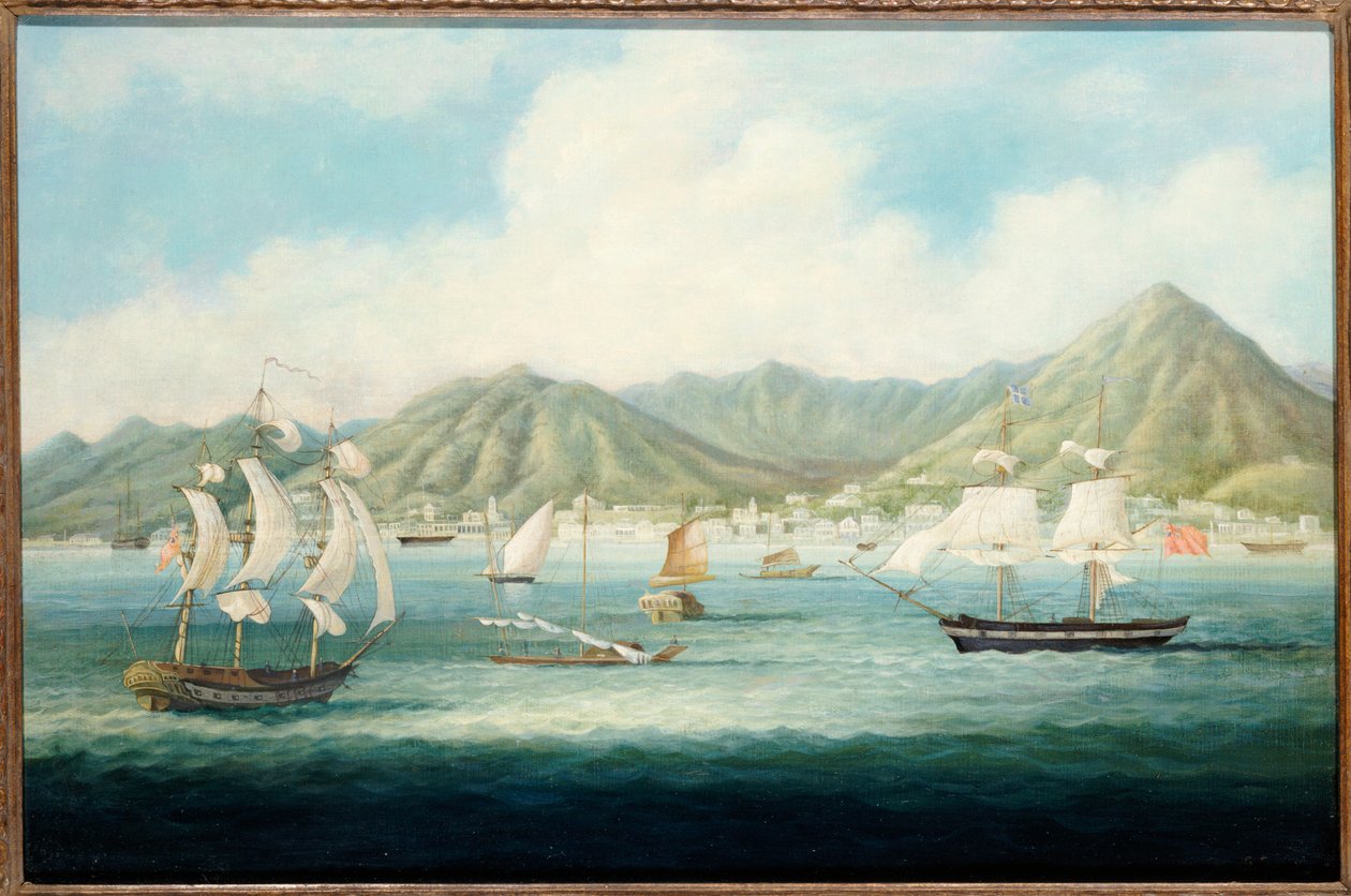 Veduta di Victoria, Hong Kong con navi britanniche e altre imbarcazioni, c.1850 da Chinese School