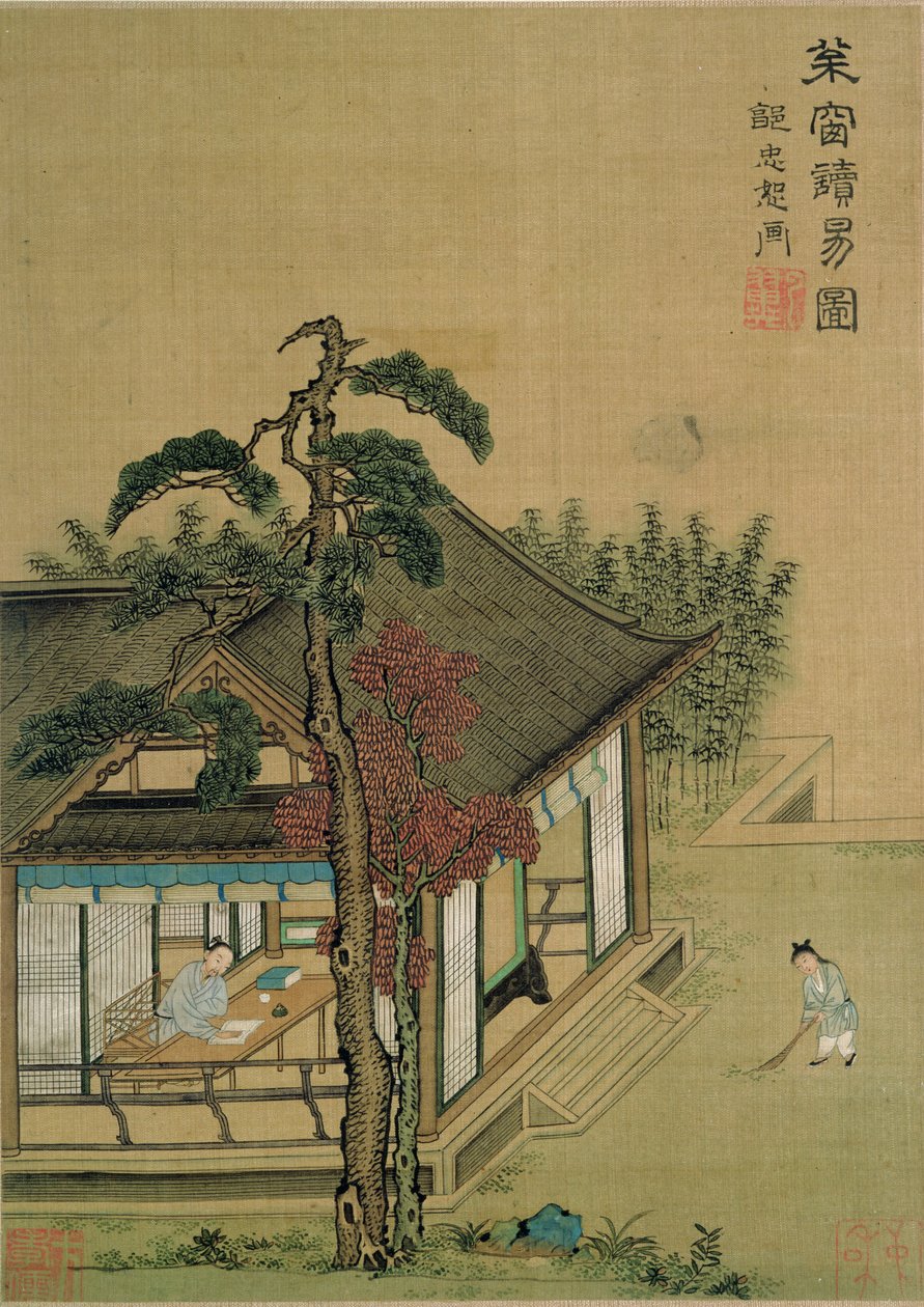 Lettura del Libro dei Mutamenti, da un album di dipinti dopo i maestri delle dinastie Song e Yuan da Chinese School