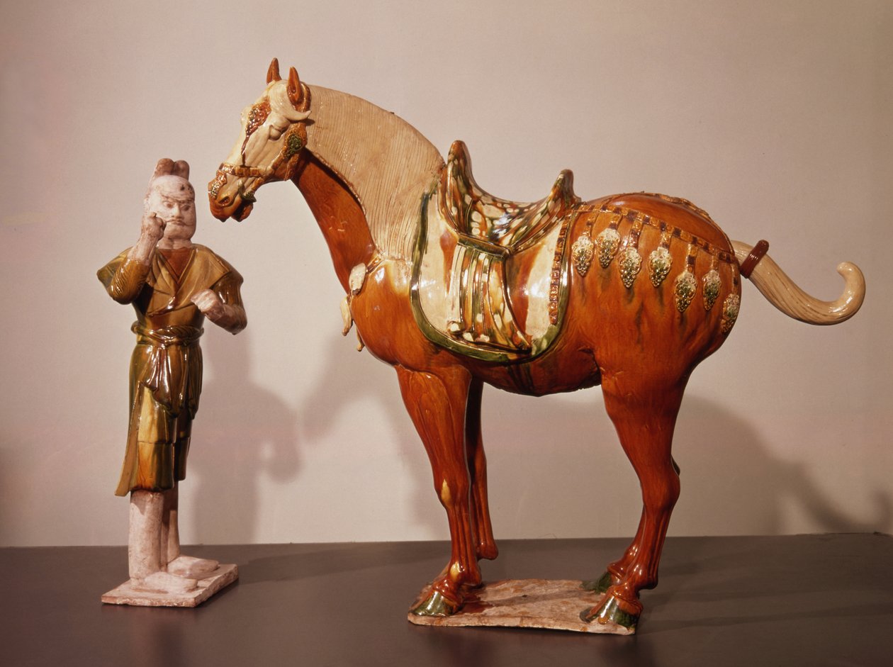 Cavallo e stalliere, Dinastia Tang (618-907) da Chinese School