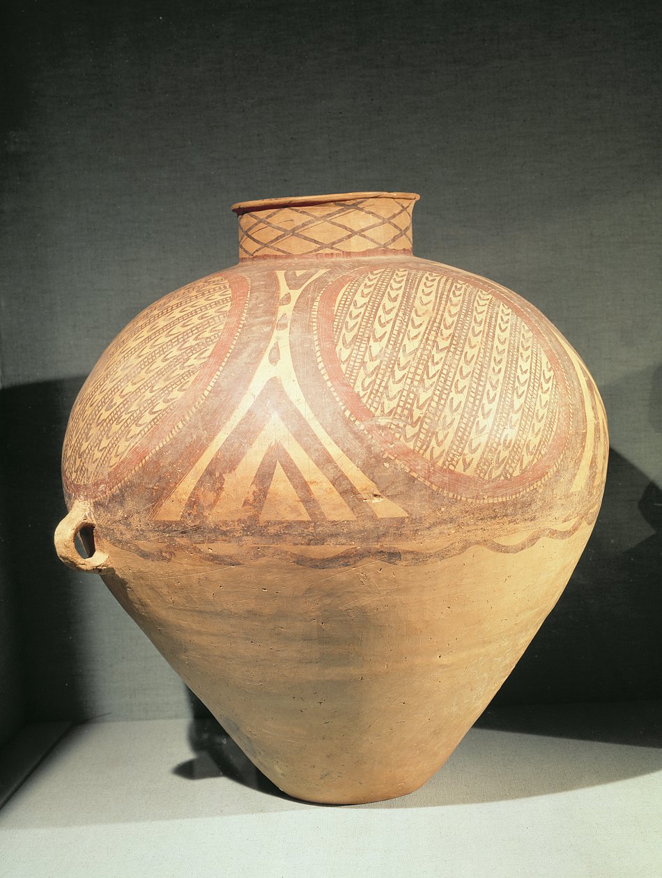 Grande vaso a collo stretto con piccoli manici, da Yung-Ching, Gansu, fine III millennio a.C. da Chinese School