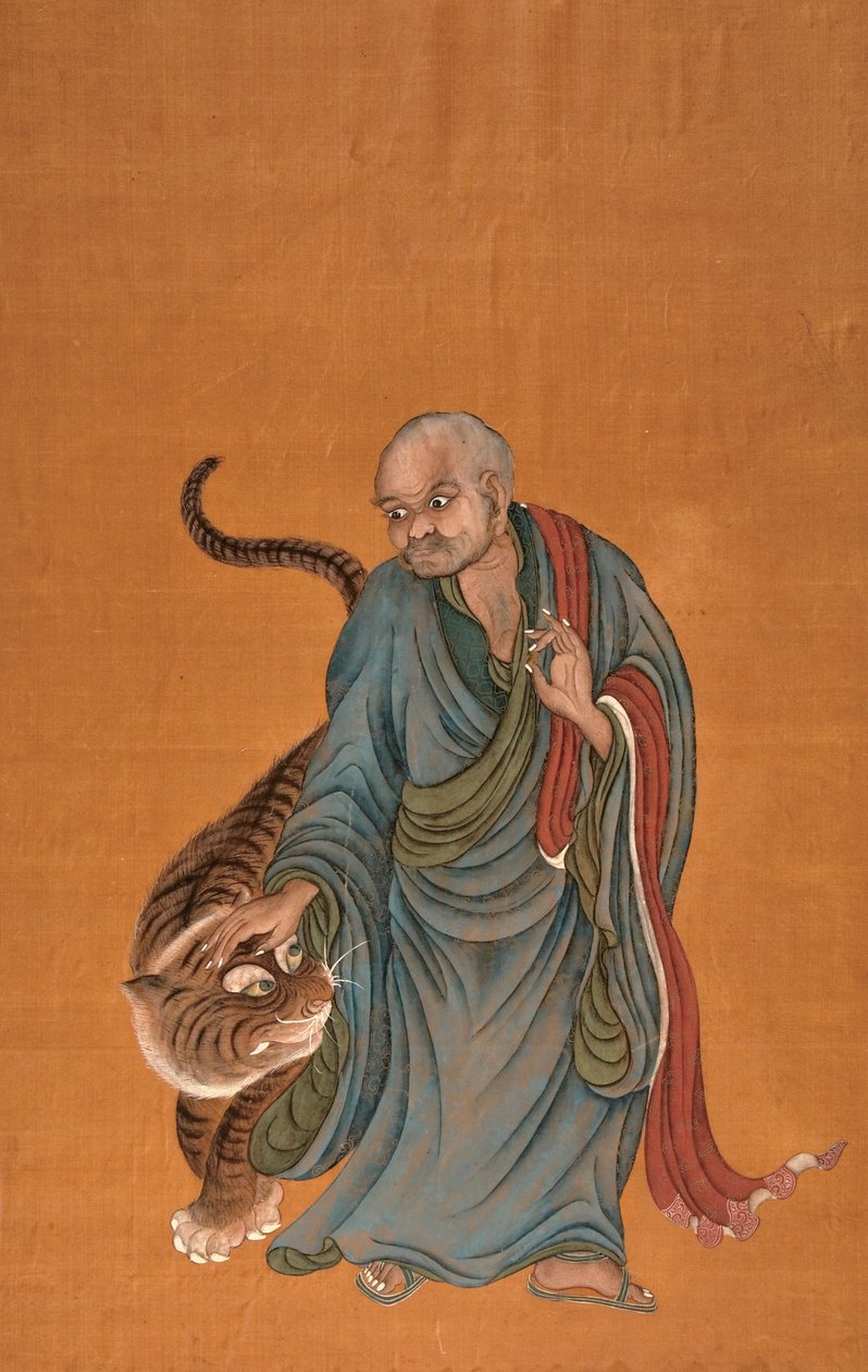 Lohan con Tigre, fine XVIII - inizio XIX secolo da Chinese School