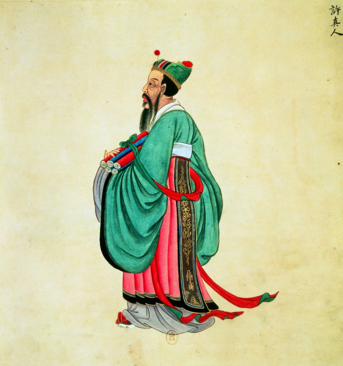 Ritratto di Confucio (c.551-479 a.C.) da Chinese School