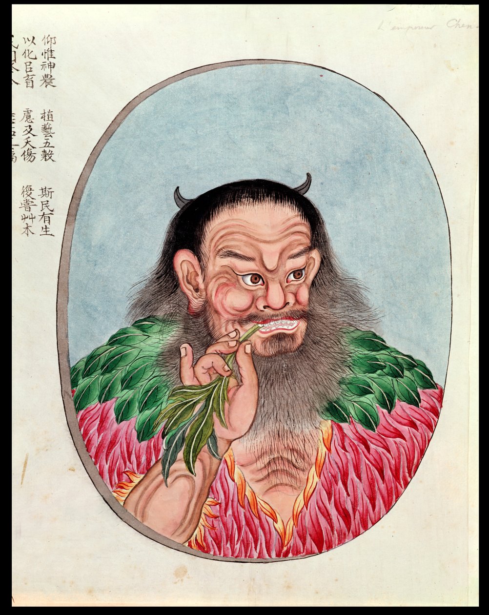 Il leggendario imperatore Shen-Nung, illustrazione da un Pen Tsao, XVIII-XIX secolo da Chinese School