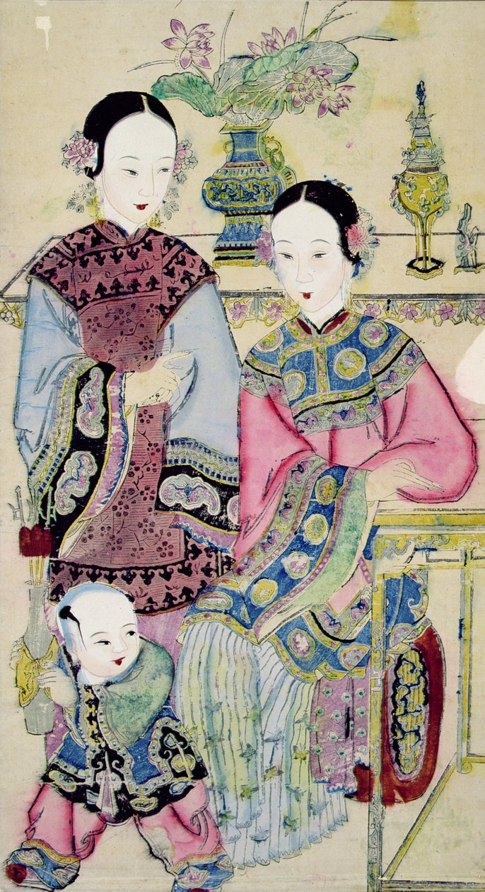 Due donne con un bambino, Yangliuqing da Chinese School