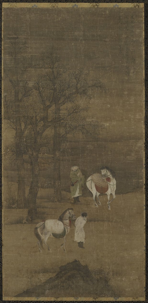 Paesaggio invernale con cavalli e stallieri, dinastia Ming o Qing da Chinese School
