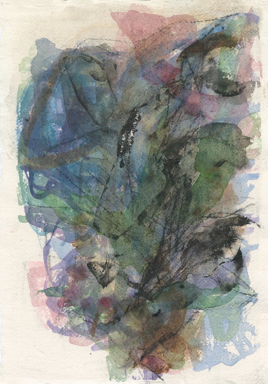 Composizione astratta, Forme organiche/serie di piante, 2021 (acquerello, gouache e carboncino su carta da acquerello) da Ching Fun Tso