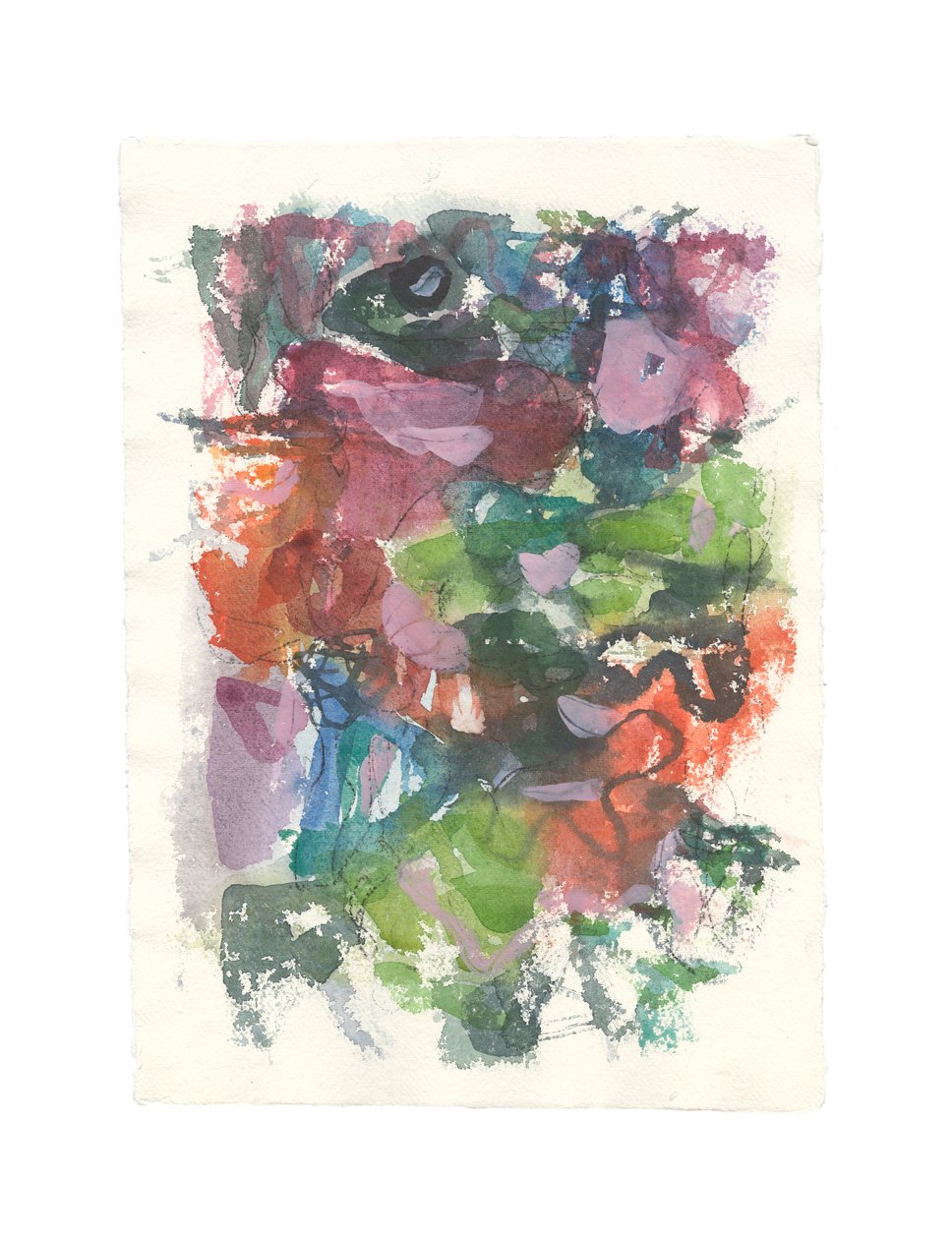 Composizione astratta, Serie organica, 2021 (acquerello, gouache e carboncino su carta da acquerello fatta a mano) da Ching Fun Tso