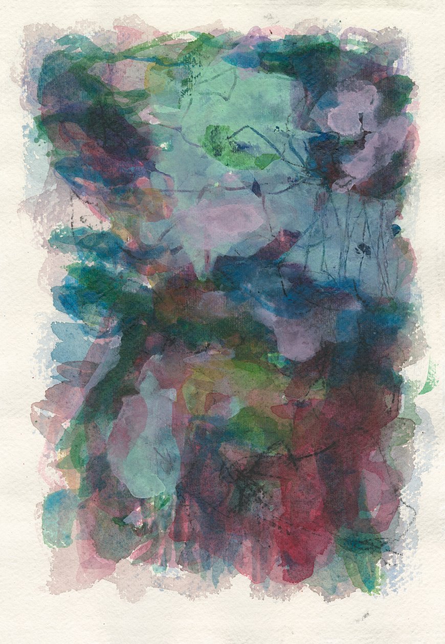 Composizione astratta, Serie organica/pianta, 2021 (acquerello, gouache e carboncino su carta da acquerello) da Ching Fun Tso