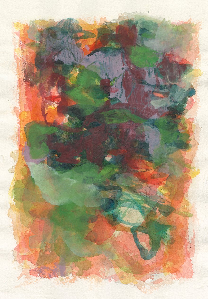 Composizione astratta, serie Play, 2021 (acquerello, gouache e carboncino su carta acquerellata) da Ching Fun Tso
