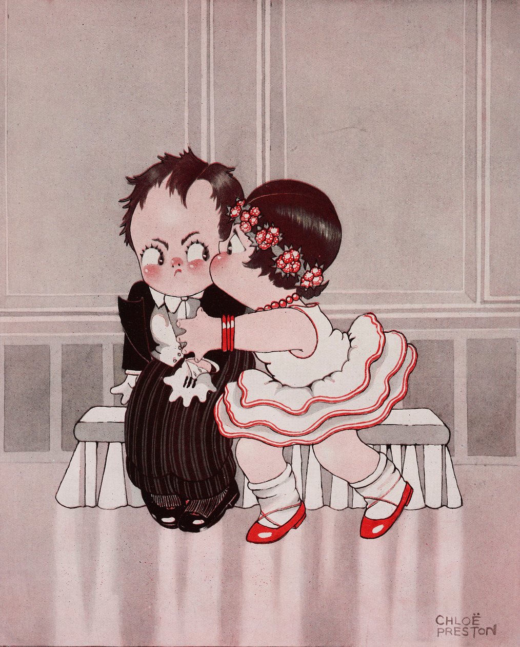 La ninfa costante, Il bacio fastidioso, disegno di Chloe Preston (1887-1969) da The Tatler, n. 1370, 28 settembre da Chloe Preston