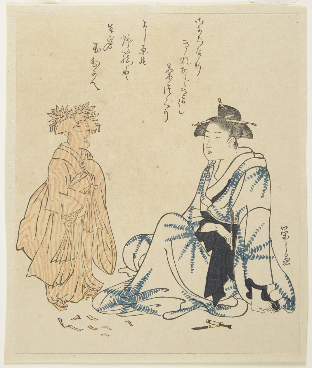 Cortigiana e bambola di legno da Chobunsai Eishi
