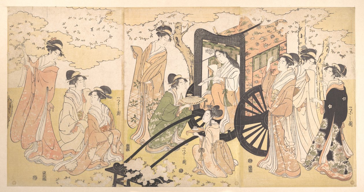 Un’escursione per ammirare i ciliegi in fiore di una nobile signora e delle sue dame di compagnia da Chobunsai Eishi