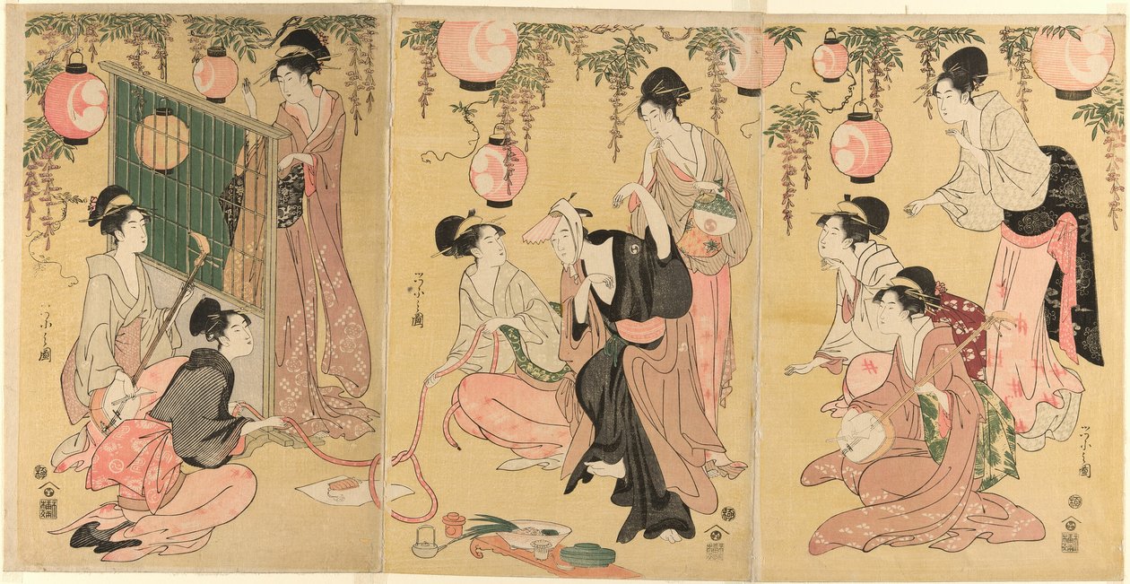 Una parodia di Yuranosuke nei quartieri del piacere (Mitate Yuranosuke yukyo) da Chobunsai Eishi